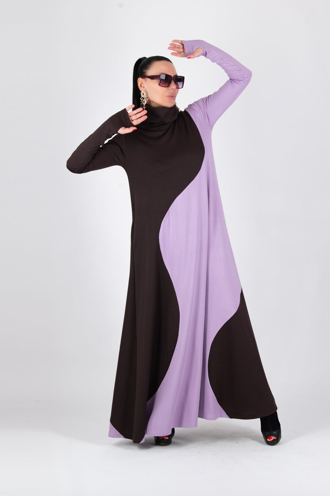 a line turtleneck dress EUG Fashion - Women's The gray wool material WhiteSmoke Color:Marine Blue Candice Sky Blue Corset