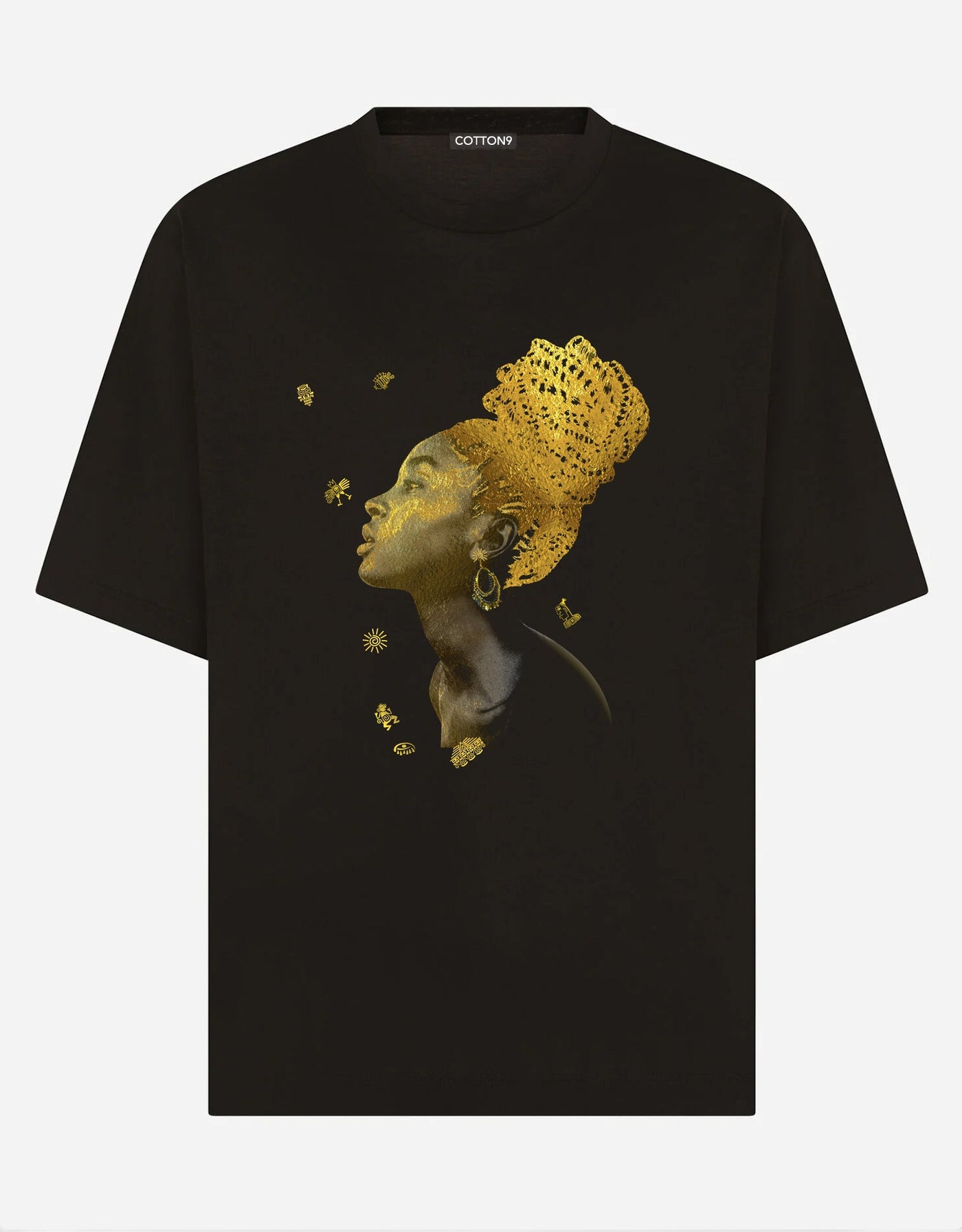 Gold African Woman Painted Premium T-Shirt EugFashion 
