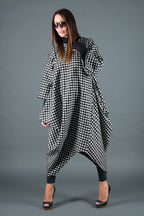 Houndstooth poncho dress Tracy - EUG Fashion
