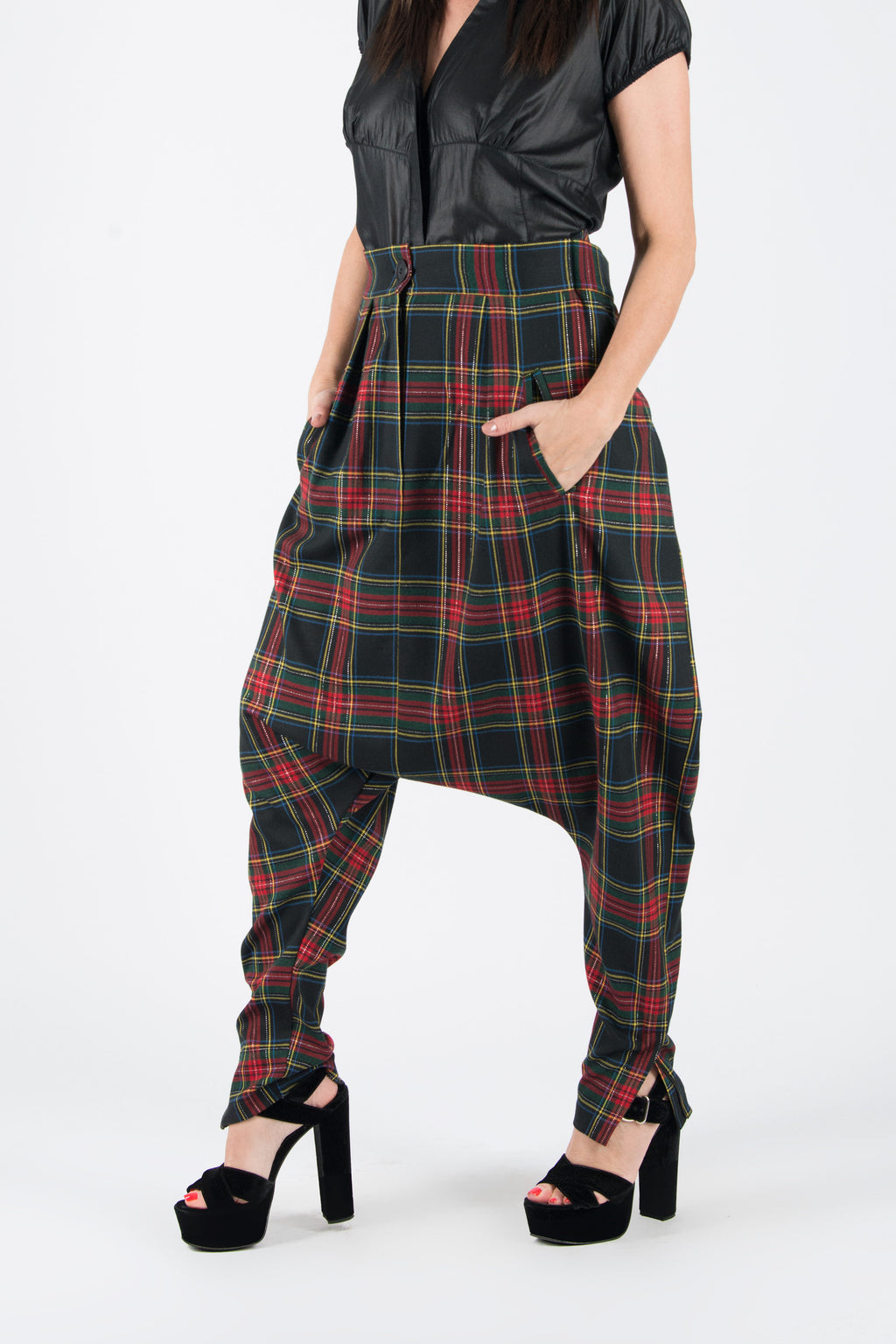 Plaid drop-crotch pants Jasmine — EUG Fashion
