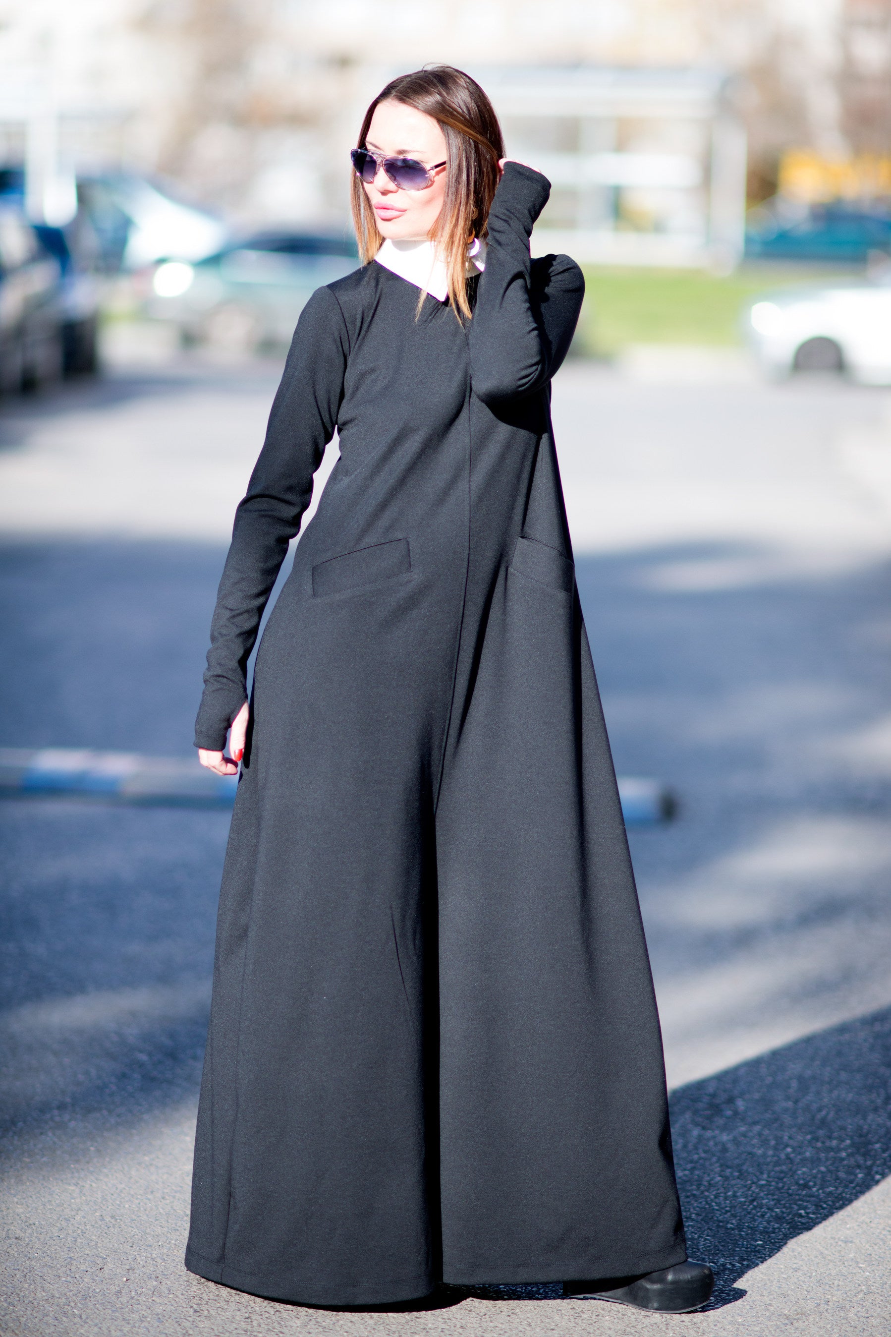black jumpsuit a line