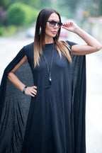 jersey black mid length dress - EUG fashion