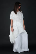 White linen set, top and pants EUG fashion #off-white