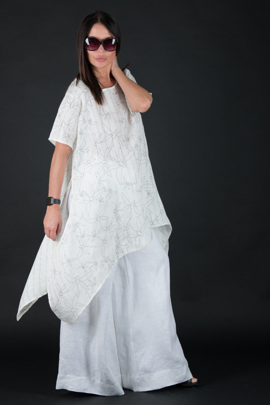 White linen set, top and pants EUG fashion #off-white