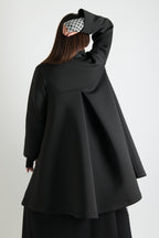 Black neoprene A-line blazer coat Kylie double-breasted - EUG Fashion #black
