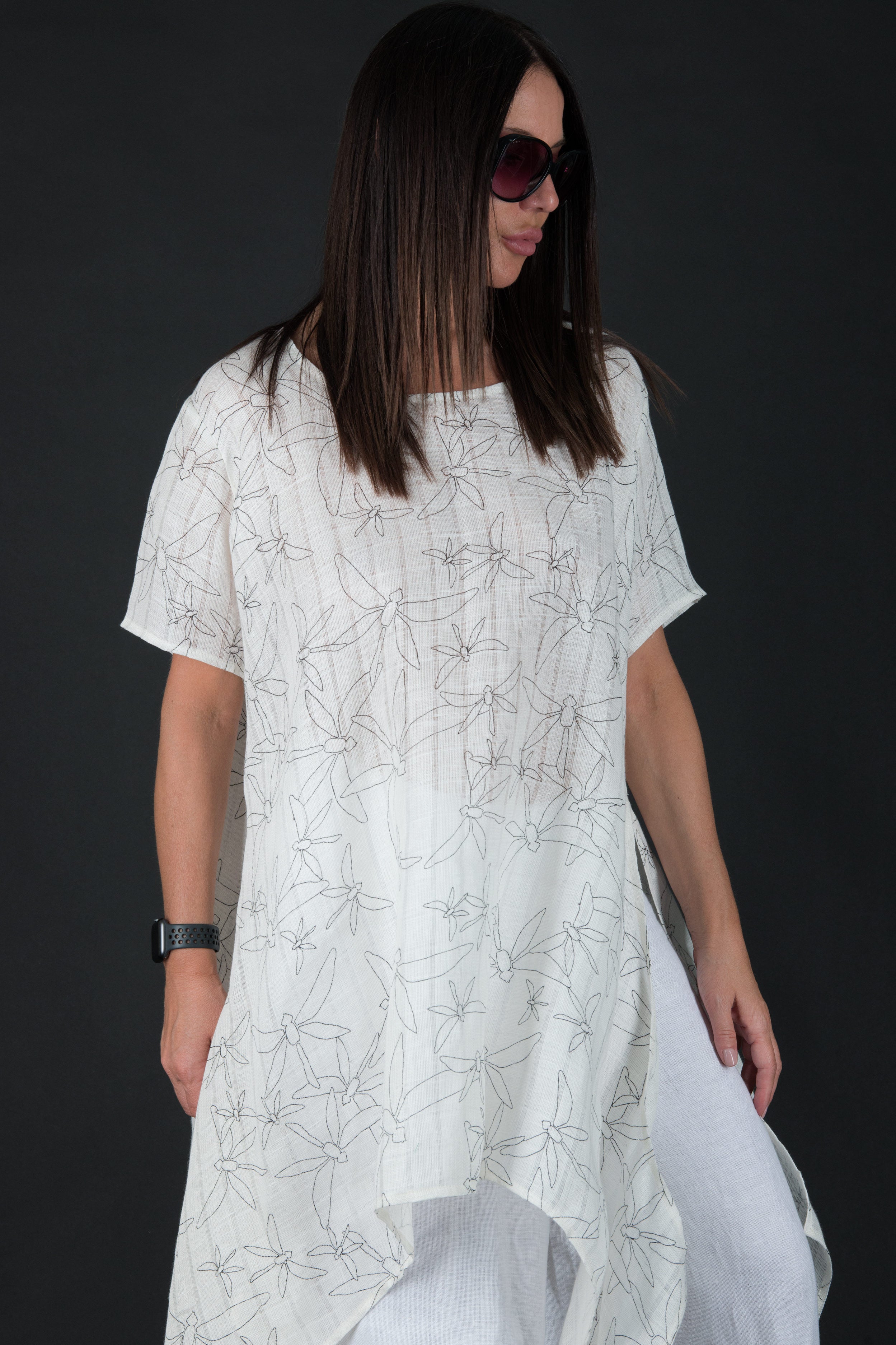 White linen set, top and pants EUG fashion #off-white