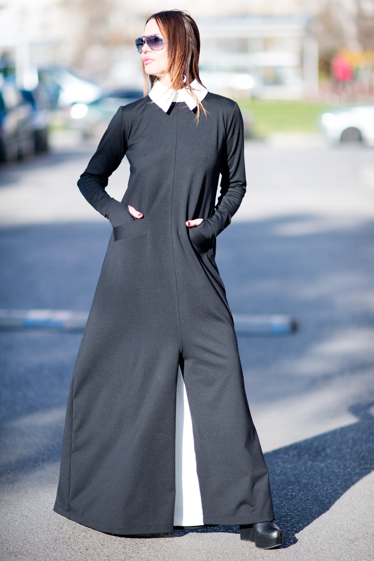 black jumpsuit a line