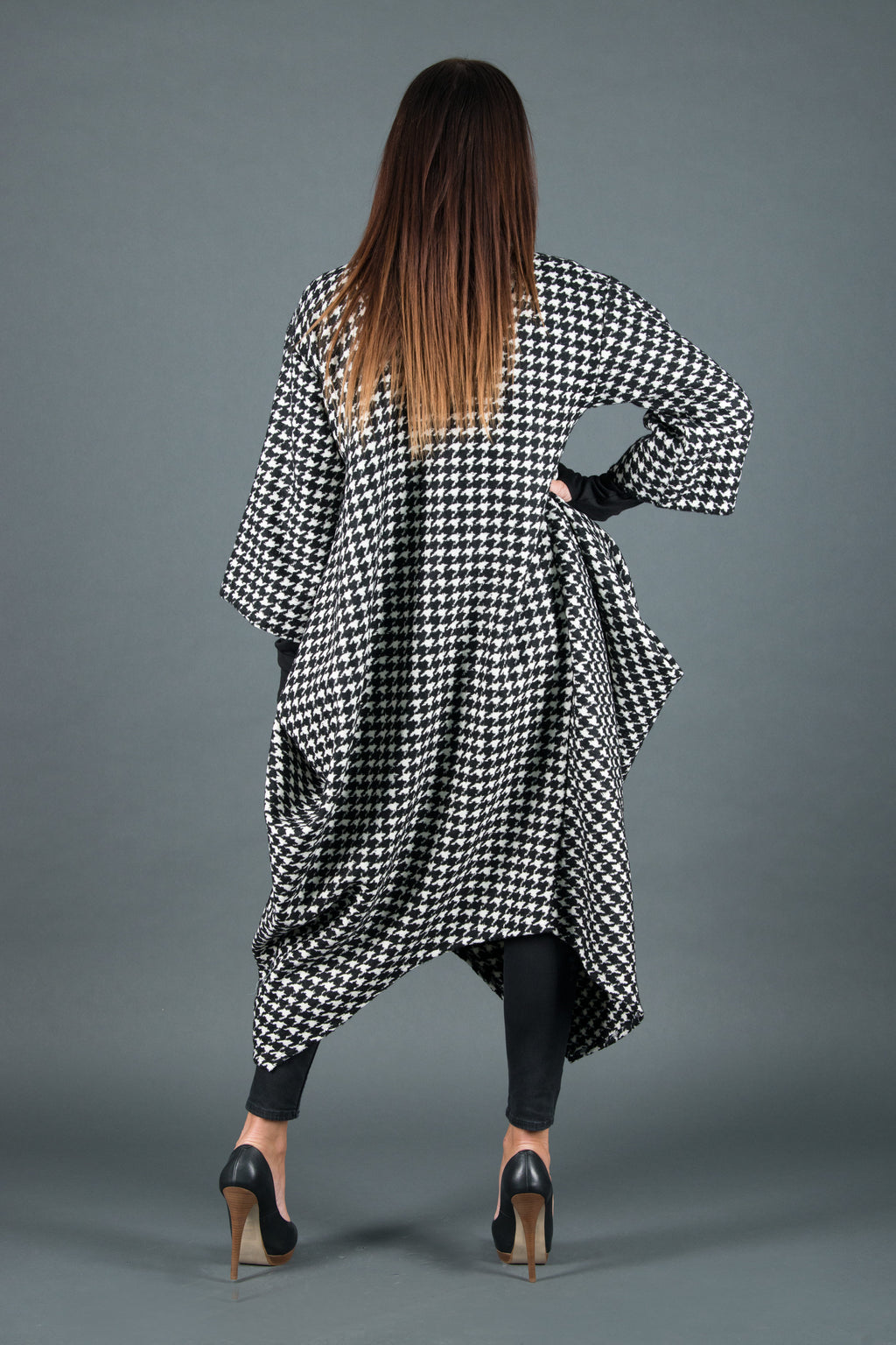 Houndstooth poncho dress Tracy - EUG Fashion