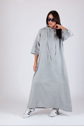 light grey  linen hooded dress