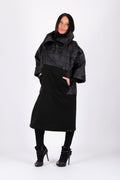 Black quilted poncho with wide sleeves and high collar - warm cotton wadding, worn over clothes, Mari | EUG Fashion #black
