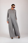 knitted hooded jumpsuit #light-grey