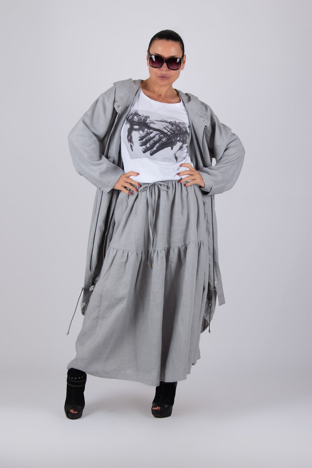 Linen Flounces Skirt - EUGF