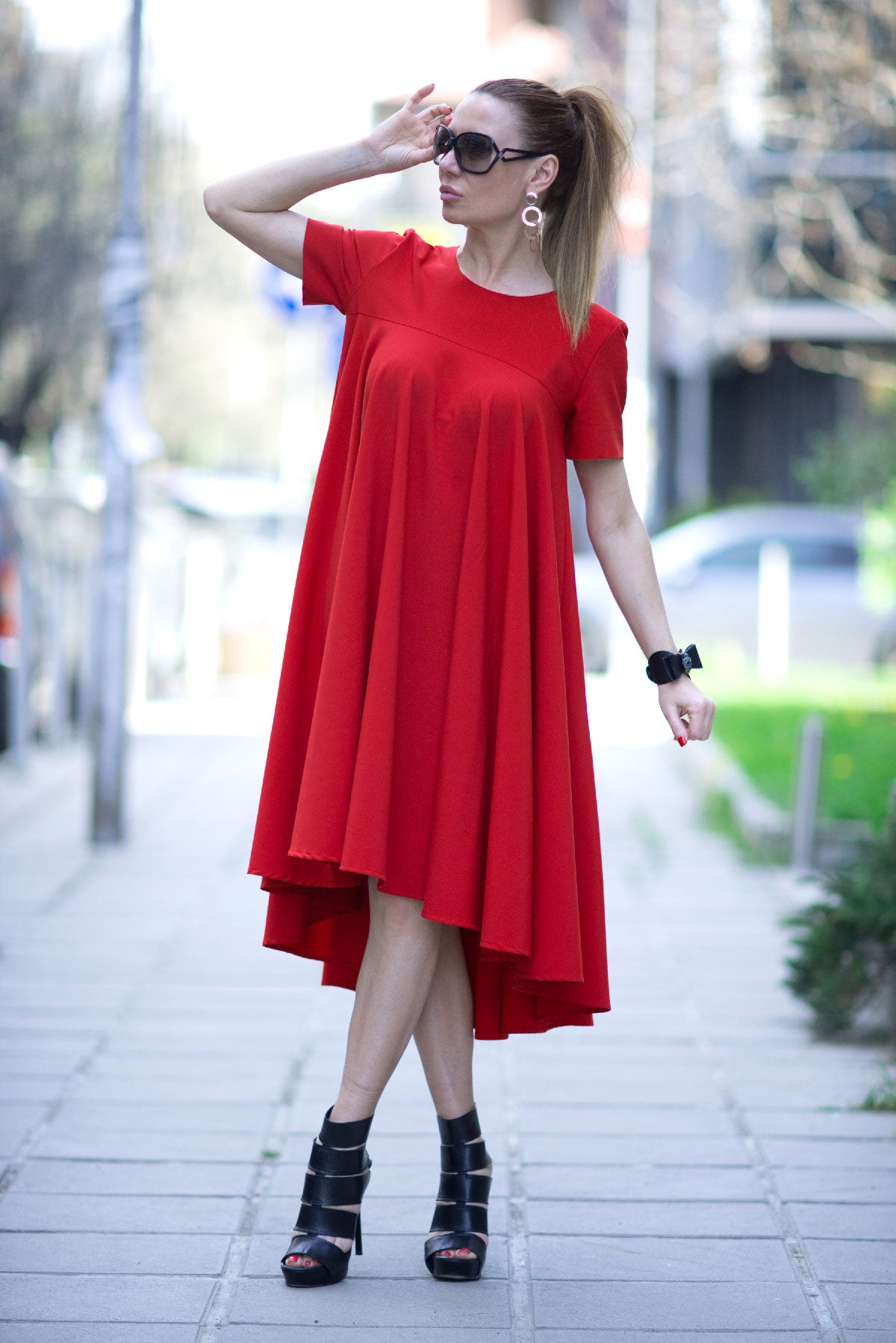 Red Summer Maxi Dress KOSARA EugFashion 