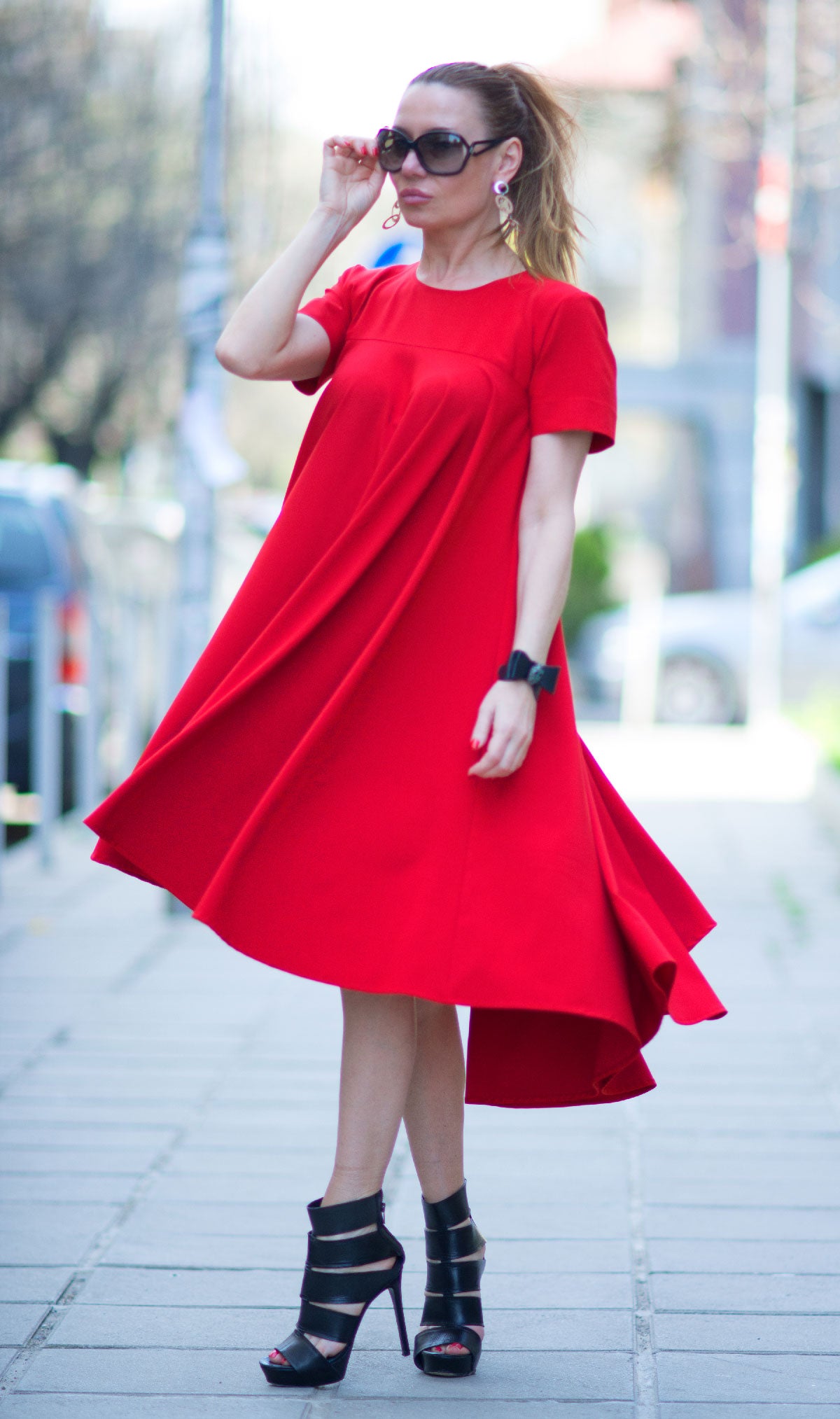 Red Summer Maxi Dress KOSARA EugFashion 