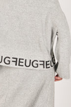 Light Grey knit set - black lettering, wide top and harem trousers with elasticated waist, Elena | EUG Fashion #light-grey⠋