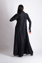 Black floral embroidered turtleneck maxi dress Veronica with silk threads - EUG Fashion #black
