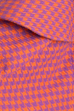 Pink-orange houndstooth cape coat with contrasting lining and wide sleeves - loose silhouette, Siri | EUG Fashion