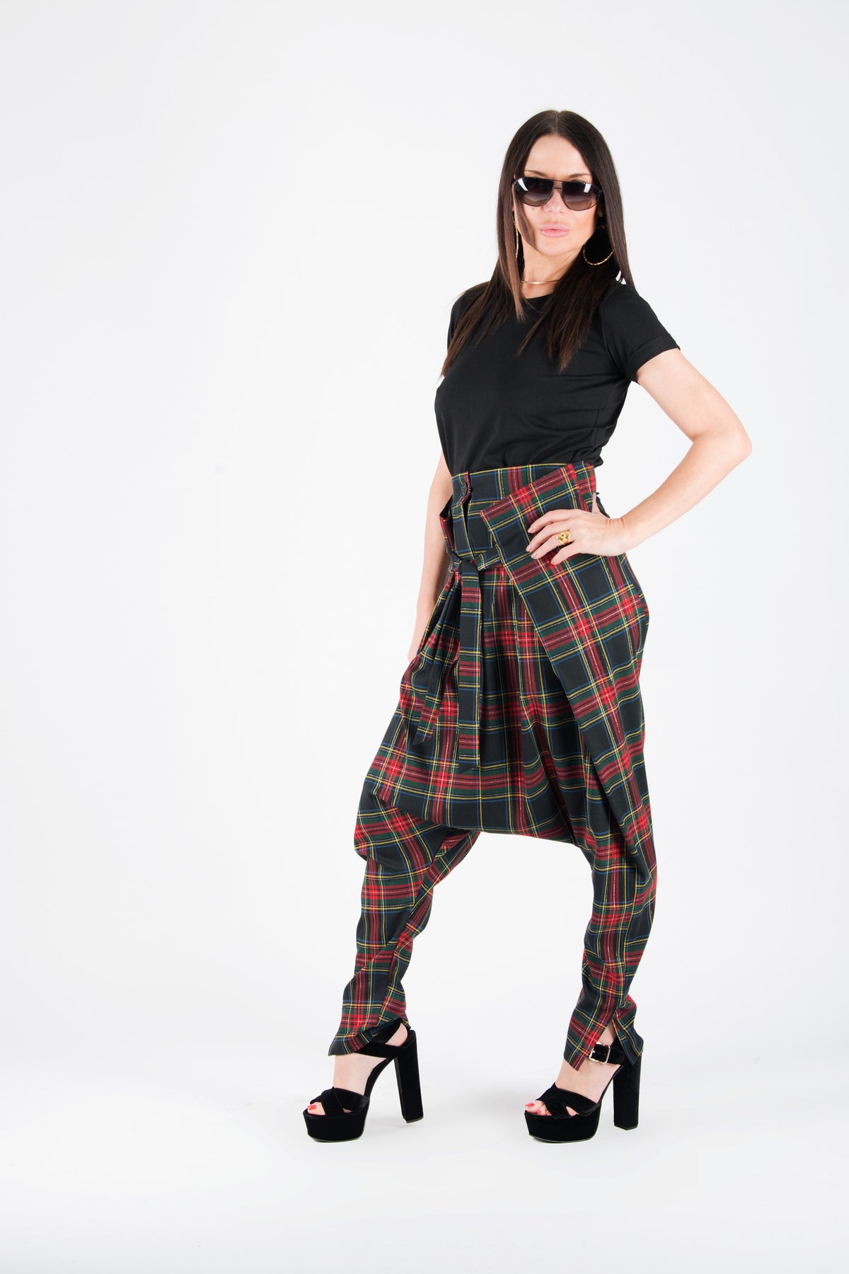 Plaid drop-crotch pants Jasmine — EUG Fashion
