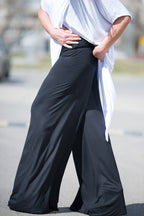 black woman jersey wide leg pants - EUG fashion