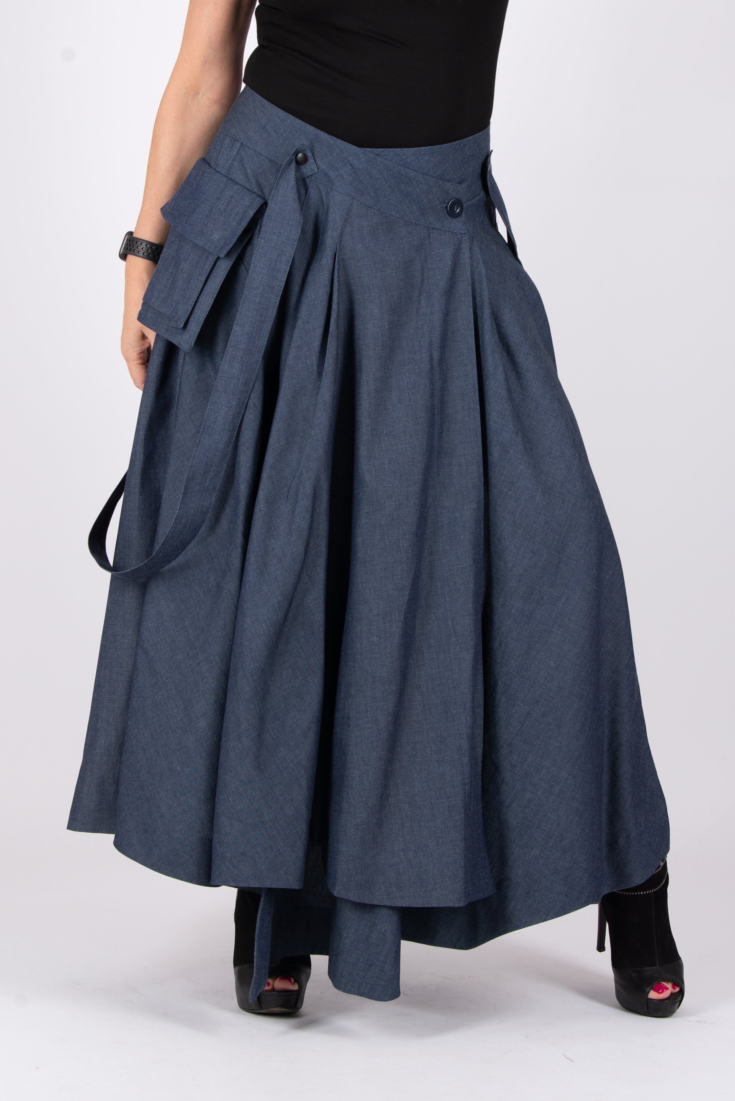 Dark Blue Long Skirt Zefira