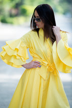 a line cotton dress #yellow