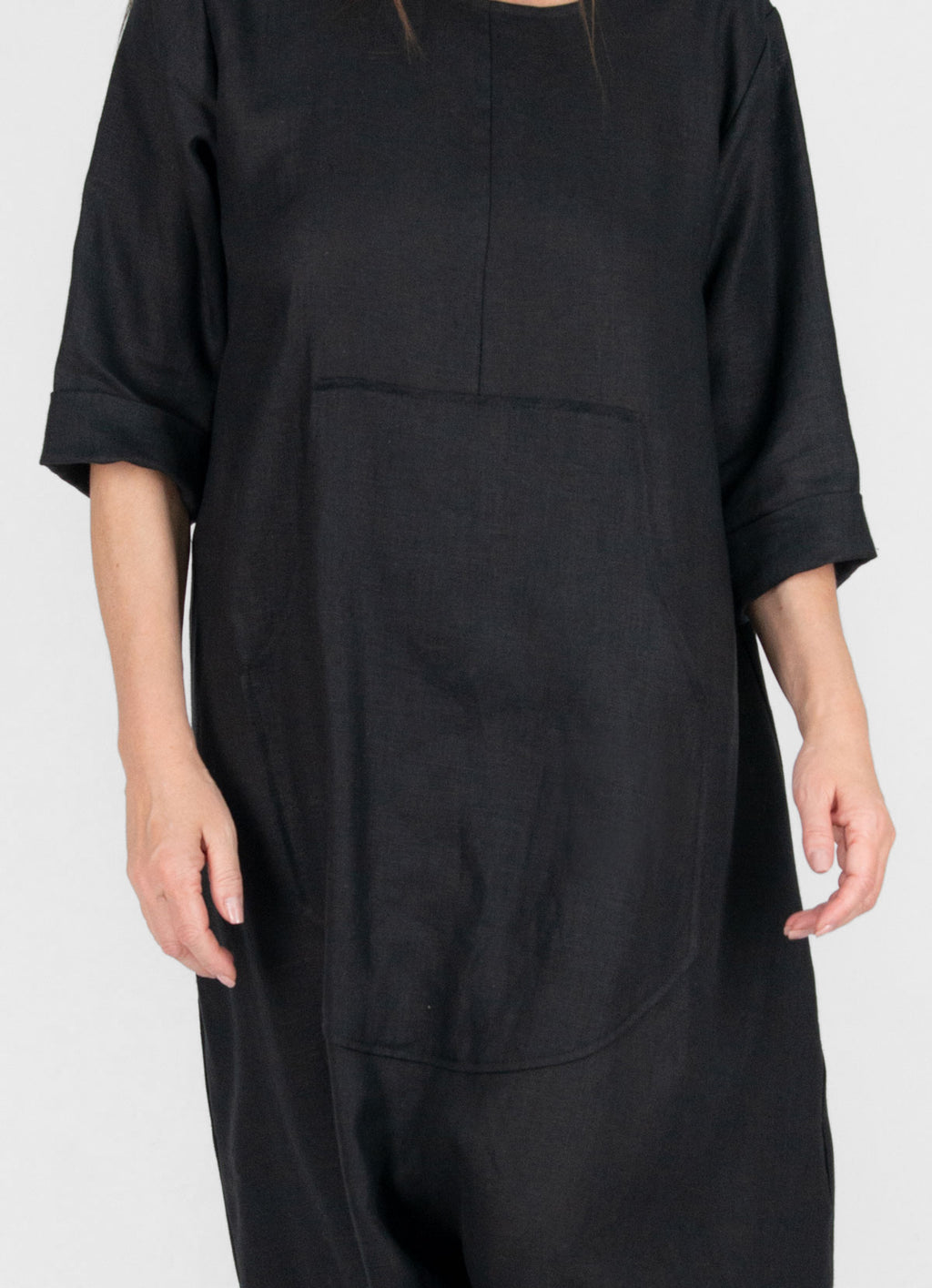 wide linen jumpsuit #black