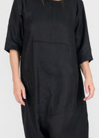 wide linen jumpsuit #black
