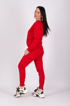 Red tracksuit - slim-fit cotton terry sweatshirt and pants with Manhattan Collection lettering, Gery | EUG Fashion #red