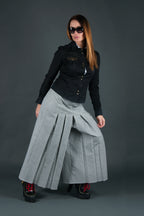 Black and white houndstooth wide-leg pants - front pleats, ankle length and back zip fastening, COLLIN | EUG Fashion #houndstooth