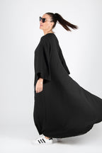 maxi long a line dress #black