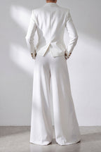 White cold wool wide-leg pants Casidy — EUG Fashion #white