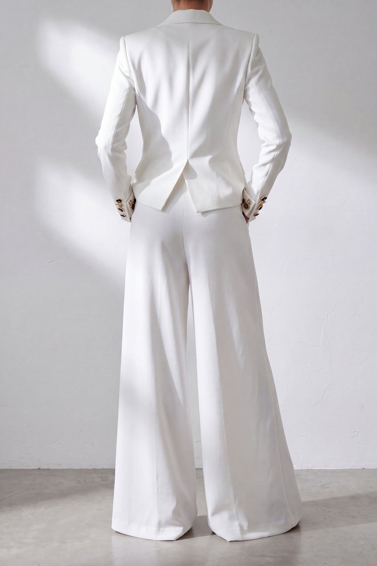 White cold wool wide-leg pants Casidy — EUG Fashion #white