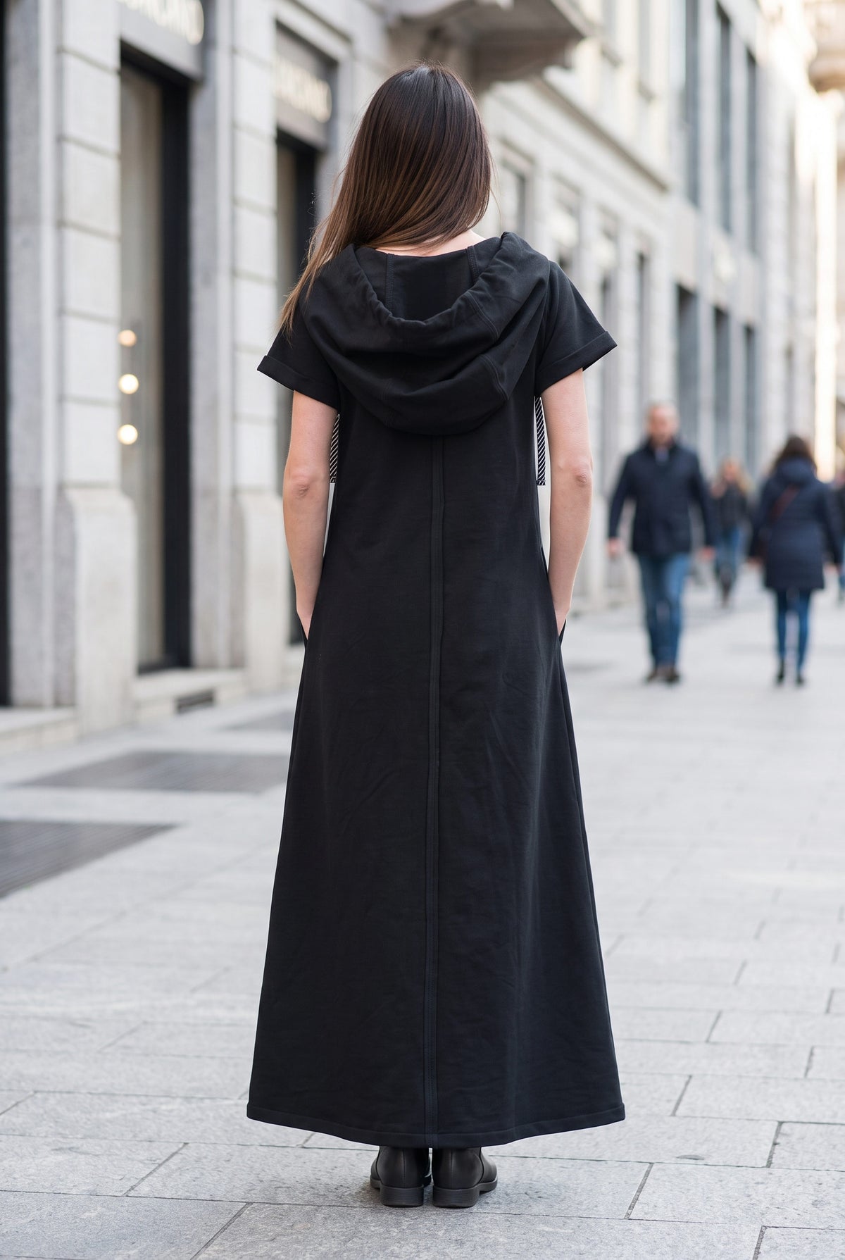 Black long dress a line #black
