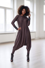 harem jersey jumpsuit #dark-brown