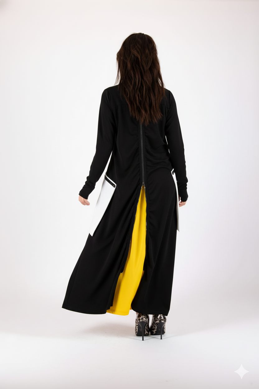 Black colorblock punto milano dress Lena - EUG Fashion
