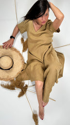 Linen Beige Dress - Lucca