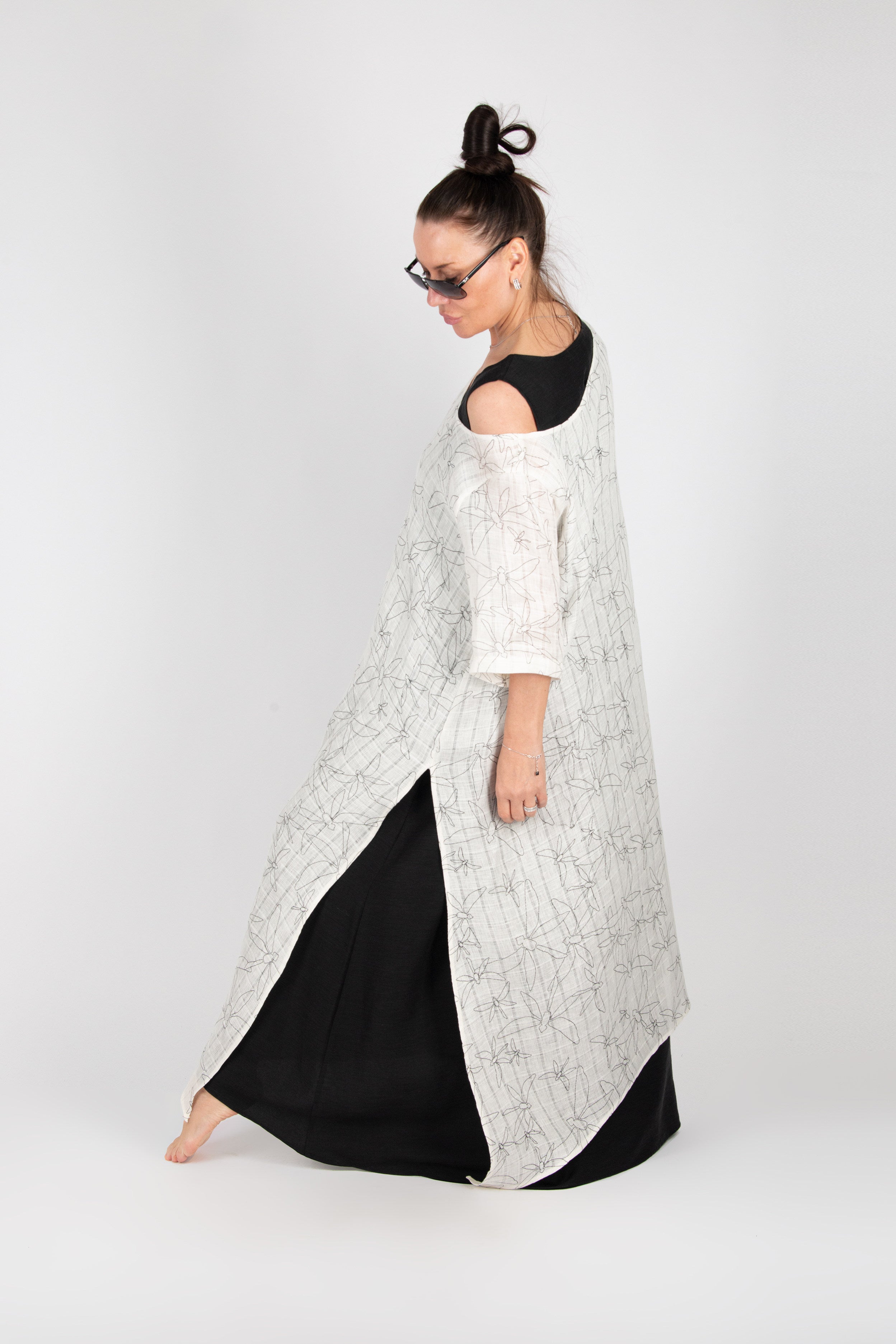 linen long dress #off-white