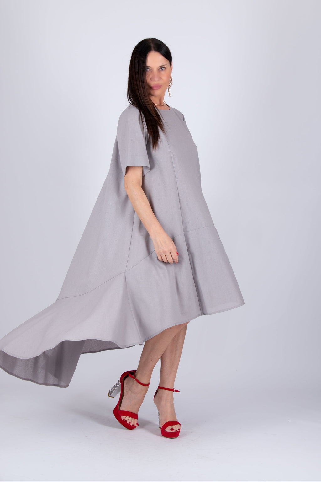 linen grey dress - eug fashion