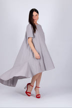 linen grey dress - eug fashion