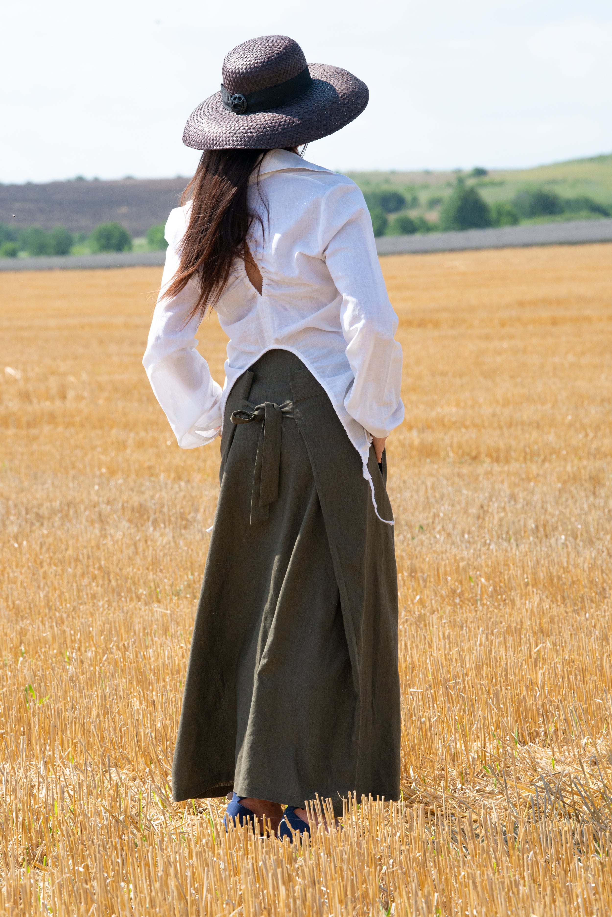 dark skirt  linen skirt - eug fashion