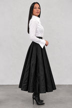 White cotton shirt - oversized collar, extra-large designer cuffs, fitted silhouette, Belinda | EUG Fashion #white

