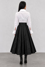 White cotton shirt - oversized collar, extra-large designer cuffs, fitted silhouette, Belinda | EUG Fashion #white

