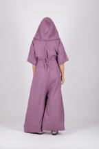 Person wearing a long purple garment with a hood  - EUG fashion
