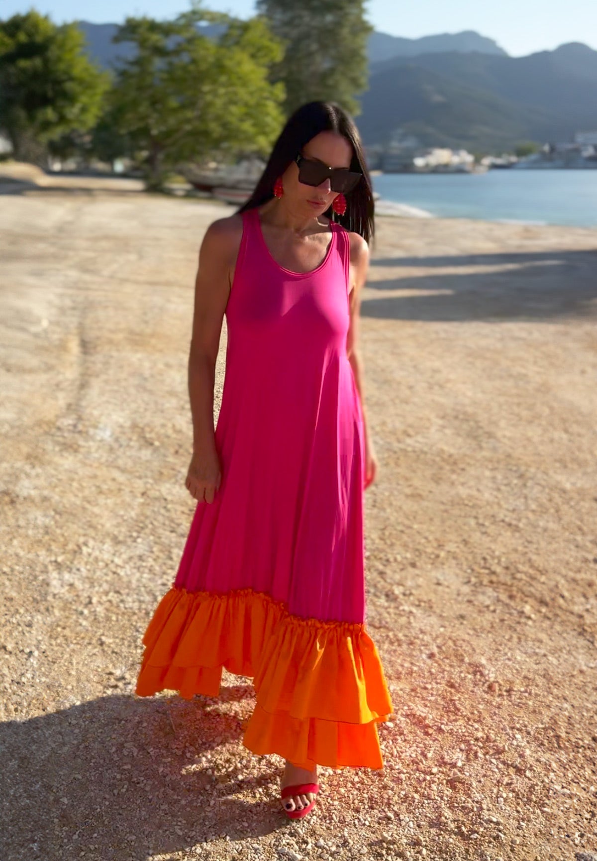 Jersey Maxi Flounces Dress CARMEN EugFashion 