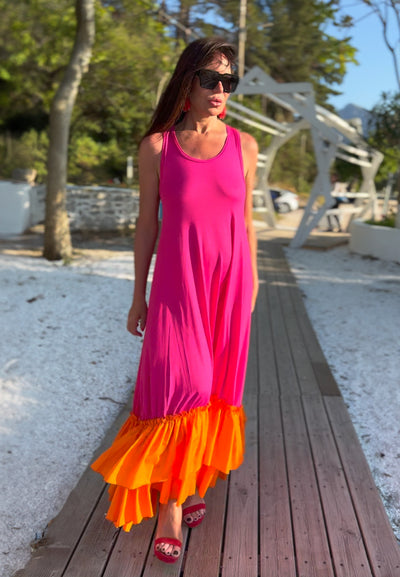 Jersey Maxi Flounces Dress CARMEN EugFashion 