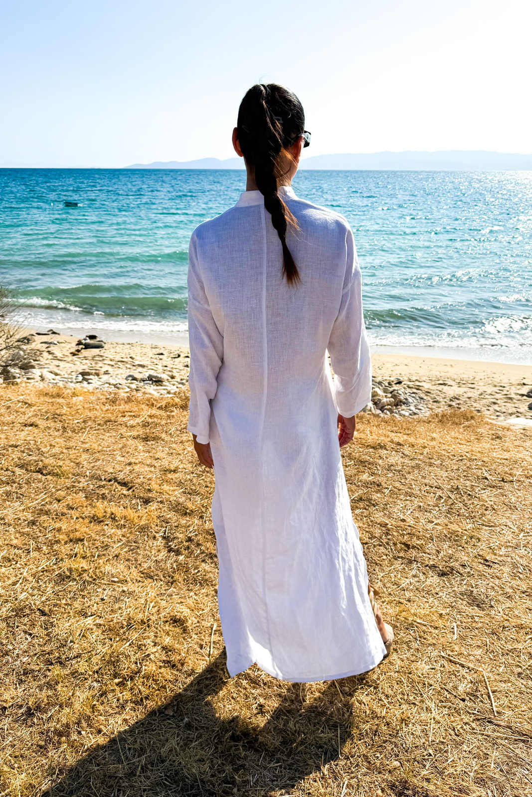 white long linen dress - eug fashion #white