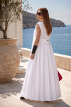 long-linen-dress EUG fashion #white