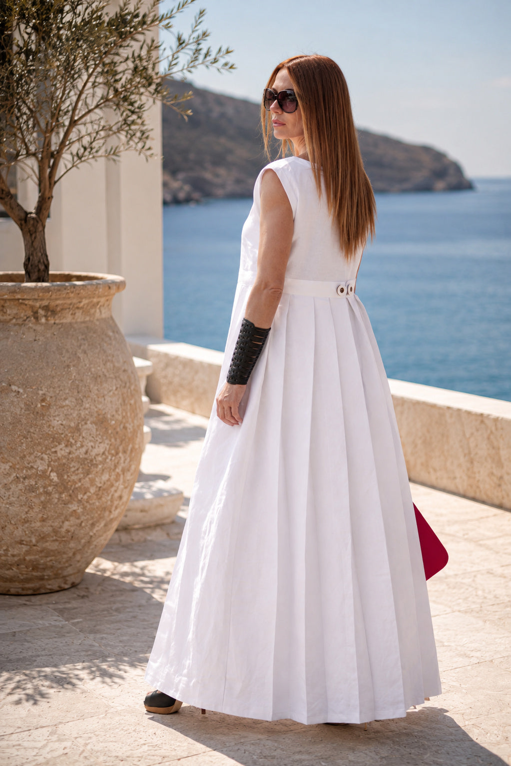 long-linen-dress EUG fashion #white