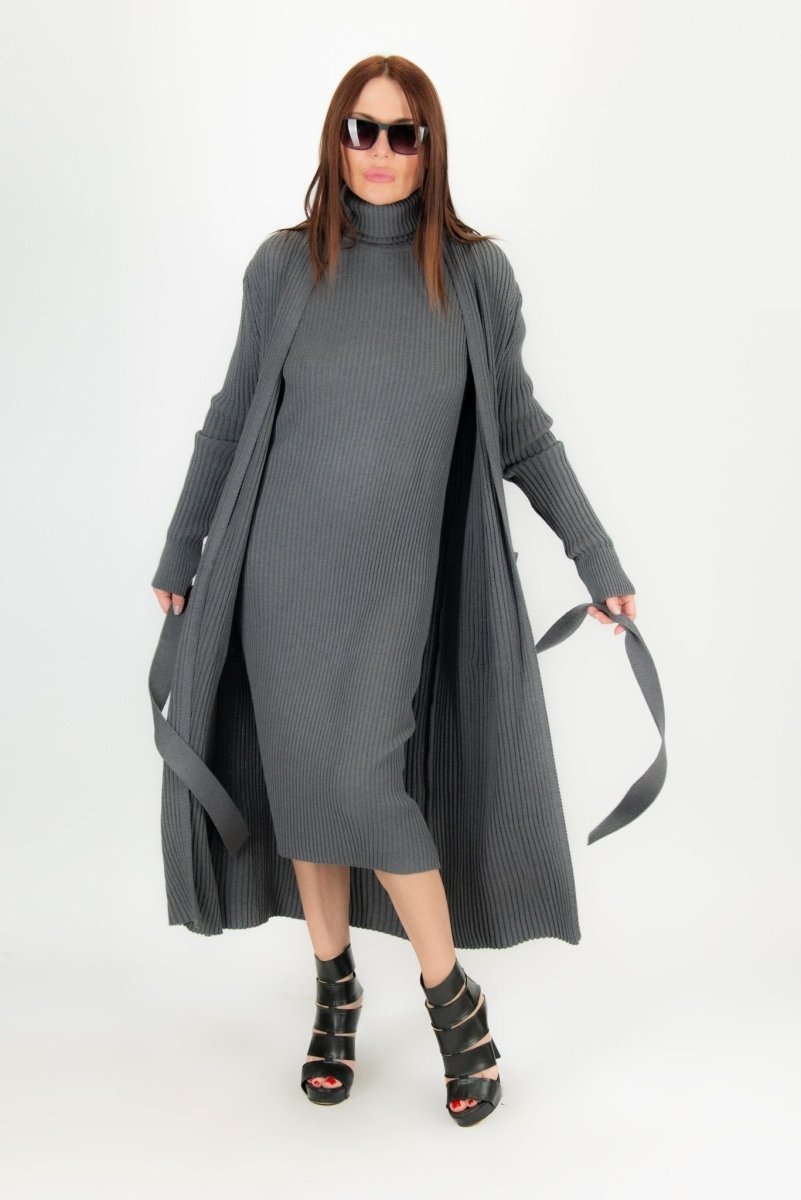 AMY Dark Grey cotton knitting Vest - EUG Fashion