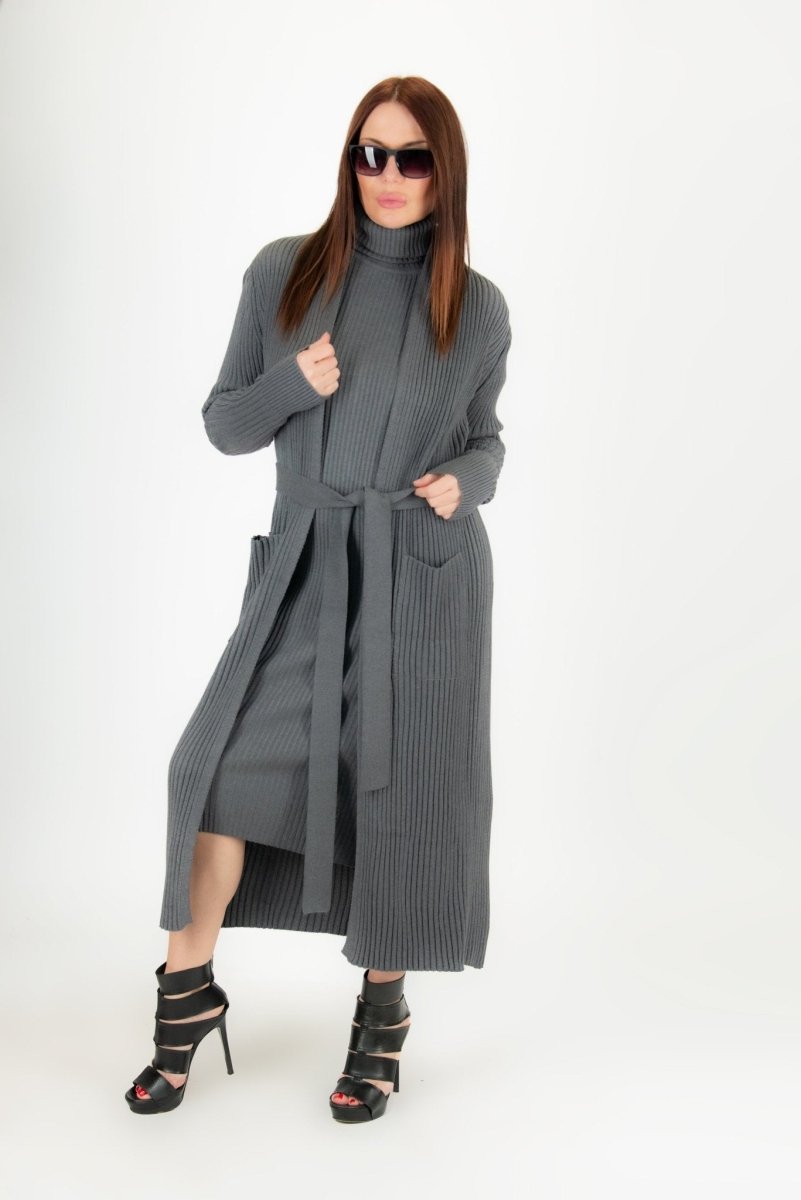 AMY Dark Grey cotton knitting Vest - EUG Fashion